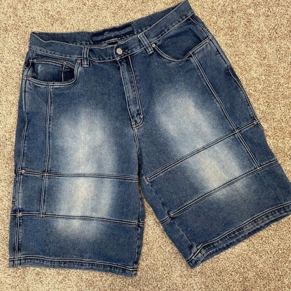 Vintage Enyce Denim Shorts Baggy Loose‎ Fit Men size 36 y2k Distressed Hip Hop